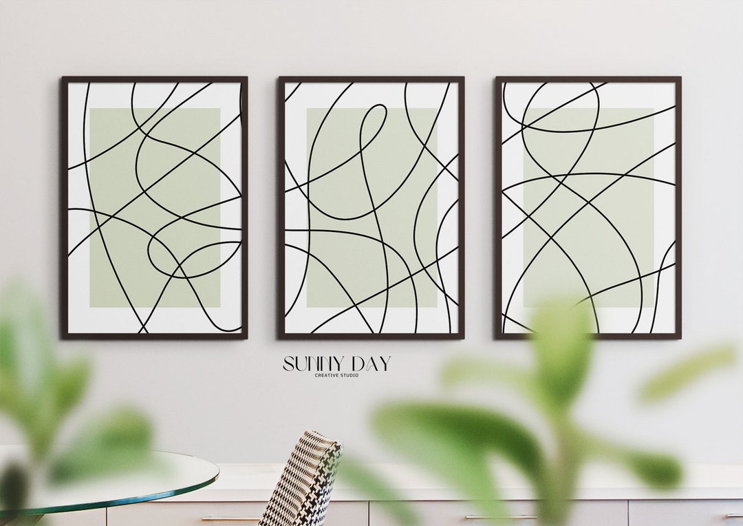 Abstract Black Wavy Line Art, PRINTABLES Set of 3, Minimalist Neutral ...
