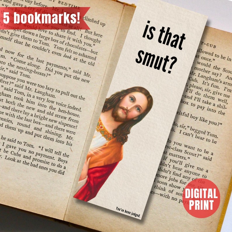 Is That Smut Jesus Bookmark For Book Lovers, Funny Jesus Bookmark Gift For Readers, Printable Bookmark for Smut Lovers, Bookish Gift zdjęcie 1