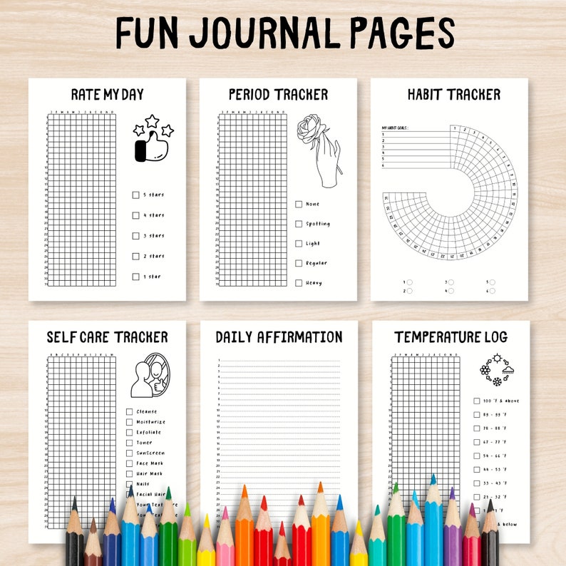 Printable Bullet Journal Bundle, Digital Planner, Yearly Trackers, Mood ...