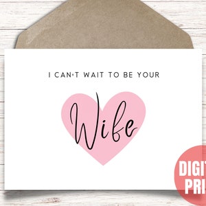 Mal posso esperar para ser seu cartão de esposa, cartão de dia de casamento para noivo, para meu futuro marido, download instantâneo PDF JPG - cartão cortado e dobrado 5x7