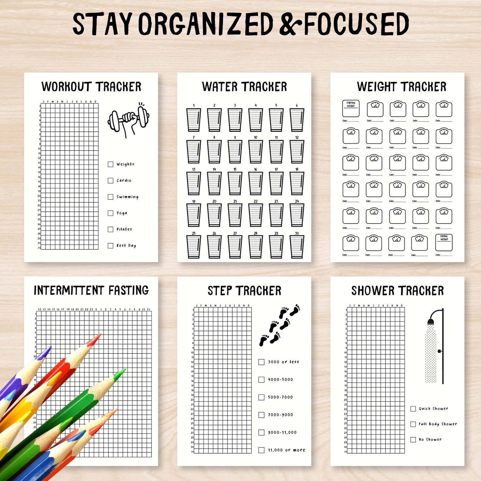 Printable Bullet Journal Bundle, Digital Planner, Yearly Trackers, Mood ...
