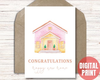 Tarjeta de bienvenida Tarjeta de feliz nuevo hogar para amigos Celebración de la nueva casa, Descarga instantánea imprimible PDF