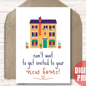 Cartão de inauguração de casa Cartão engraçado para amigos Celebração de nova casa, download instantâneo para impressão PDF