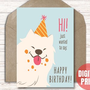 Hond verjaardagskaart voor vriend cadeau hond minnaar kaart afdrukbaar - Instant Download PDF JPG - 5 x 7 knippen en vouwen kaart