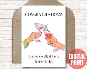 Tarjeta de amistad sarcástica - Tarjeta de felicitación - Descarga instantánea imprimible PDF JPG - Tarjeta de corte y plegado 5x7