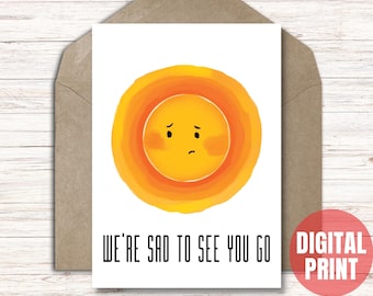 Farewell Card, Goodbye Card - Printable Instant Download PDF JPG- 5x7 Cut and Fold Card