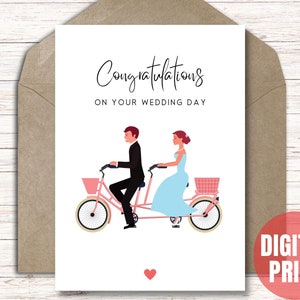 Gefeliciteerd met uw trouwdagkaart, afdrukbaar cadeau voor pasgetrouwden, huwelijksfelicitaties, digitale Instant Download PDF