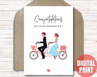 Congratulations on Your Wedding Day Card, Printable Gift for Newly Weds, Marriage Congrats , Digital Instant Download PDF
