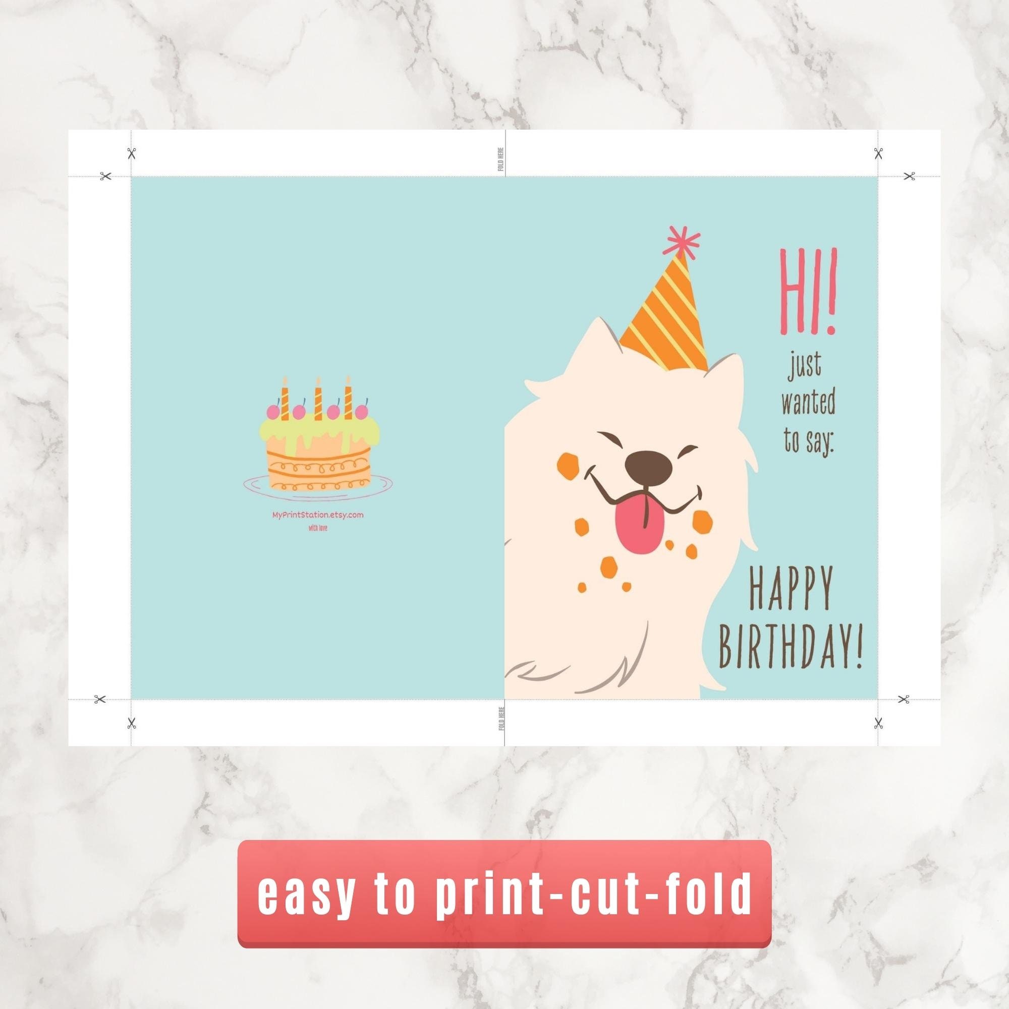 Dog Birthday Card for Friend Gift Dog Lover Card Printable - Instant ...