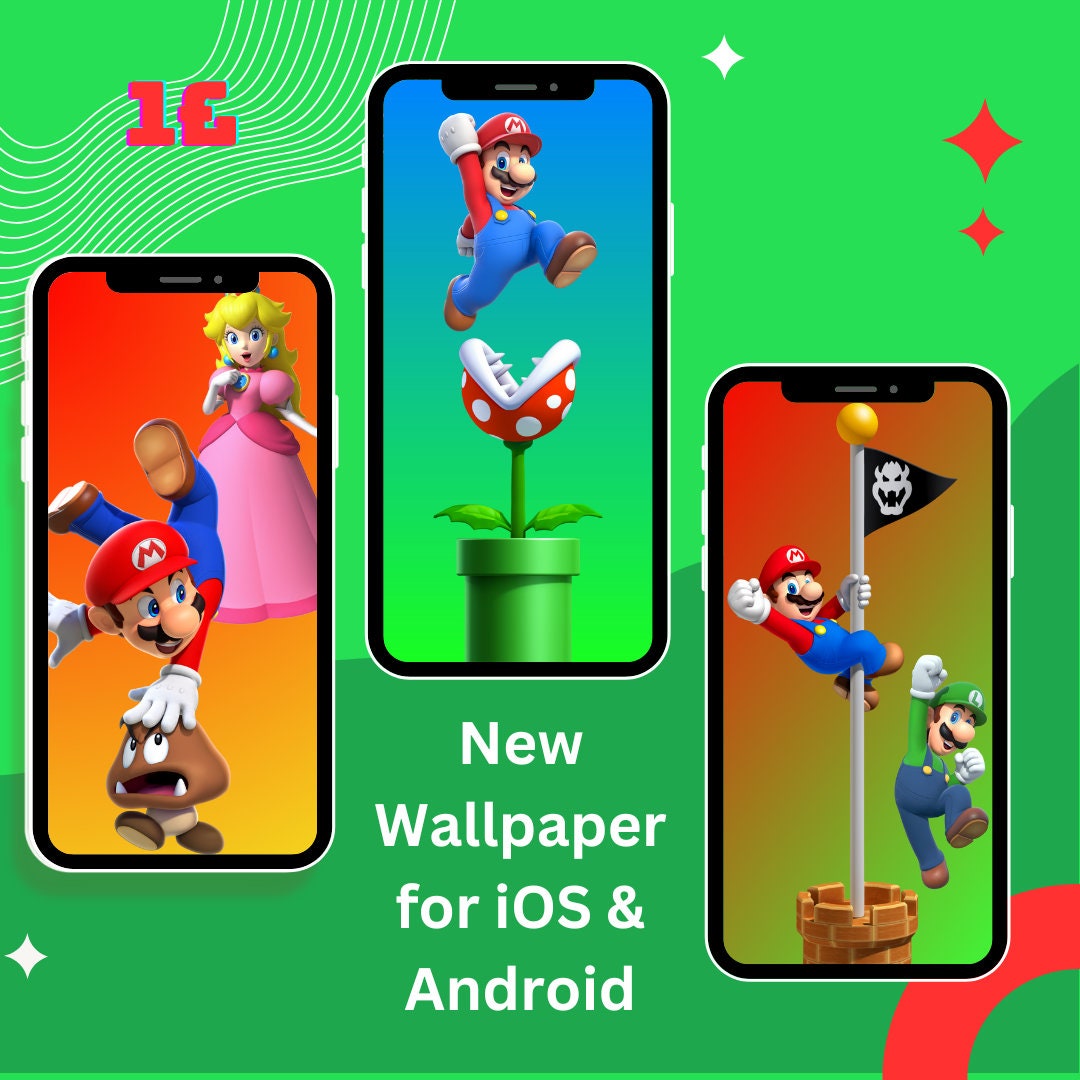Mario Wallpaper for Ios & Android Made by Me Canva 2023 Etsy