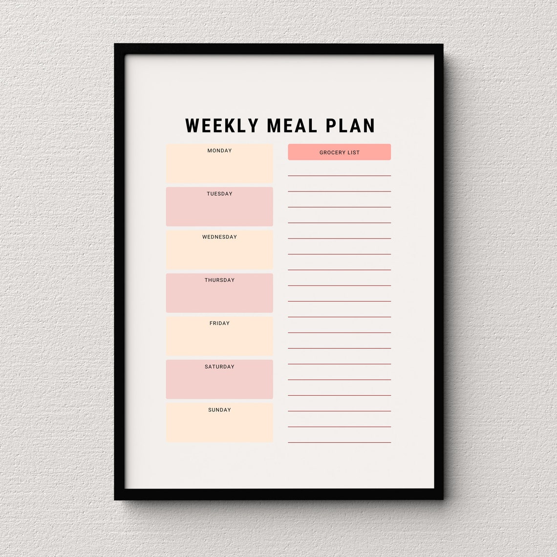 Weekly Meal Planner Digital Download Editable in CANVA - Etsy