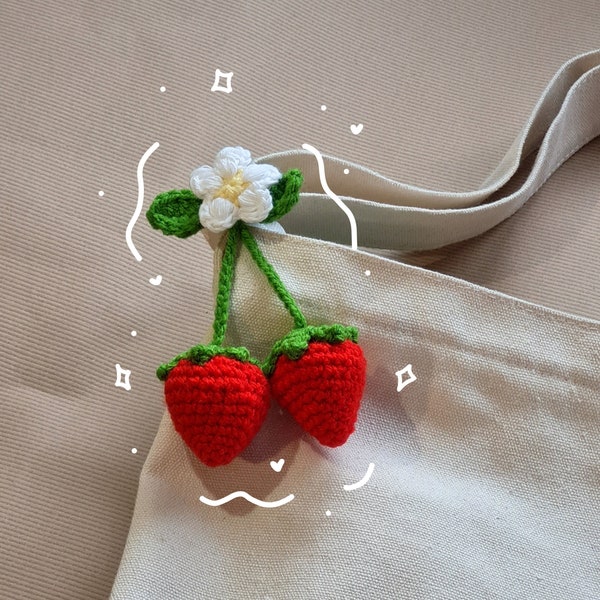 Pendentif fraise pour le sac || Sac fourre-tout || Sac à dos