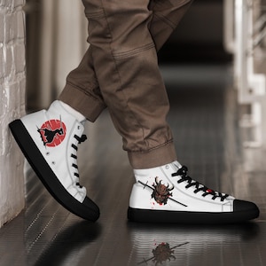 Samurai Warrior High-Top Sneakers - Custom Canvas Shoes for Men