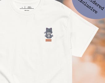 ユニセックス 刺繍猫Tシャツ – かわいい猫Tシャツ – パーソナライズされた刺繍 – 限定ギフト – 綿100%