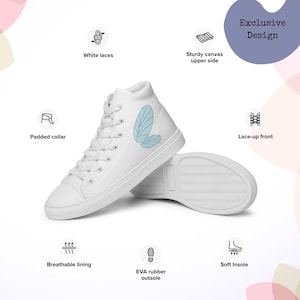 Exclusive Custom Women’s High Top Canvas Sneakers, Artistic Butterfly Design, Unique Canva Art Shoes, Trendy Gift for Her