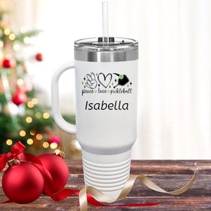 Personalisierte Pickleball Thermosbecher mit Deckel und Strohhalm, Pickelball Edelstahlbecher, Pickleball Custom Name Mug, Geschenk für sie