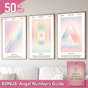 Angel Numbers Set of 3, Aura Poster, Aura Print, Aura Angel Number Posters, Affirmation Cards Printable, Angel Aura, Divine Feminine Art