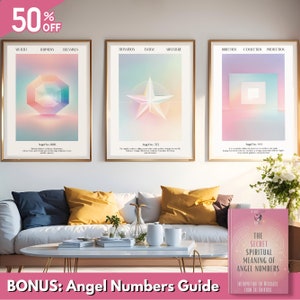 Angel Numbers Set of 3, Aura Poster, Aura Print, Aura Angel Number Posters, Affirmation Cards Printable, Angel Aura, Divine Feminine Art