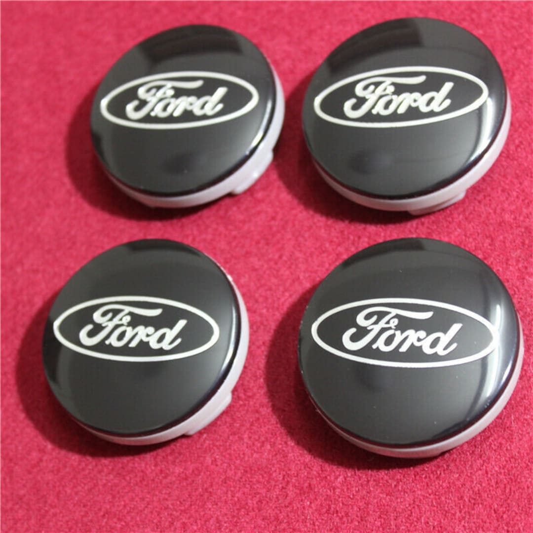 Set of 4 BLACK Ford Wheel Center Caps 54mm Rim Emblem Hubcap Cover Logo