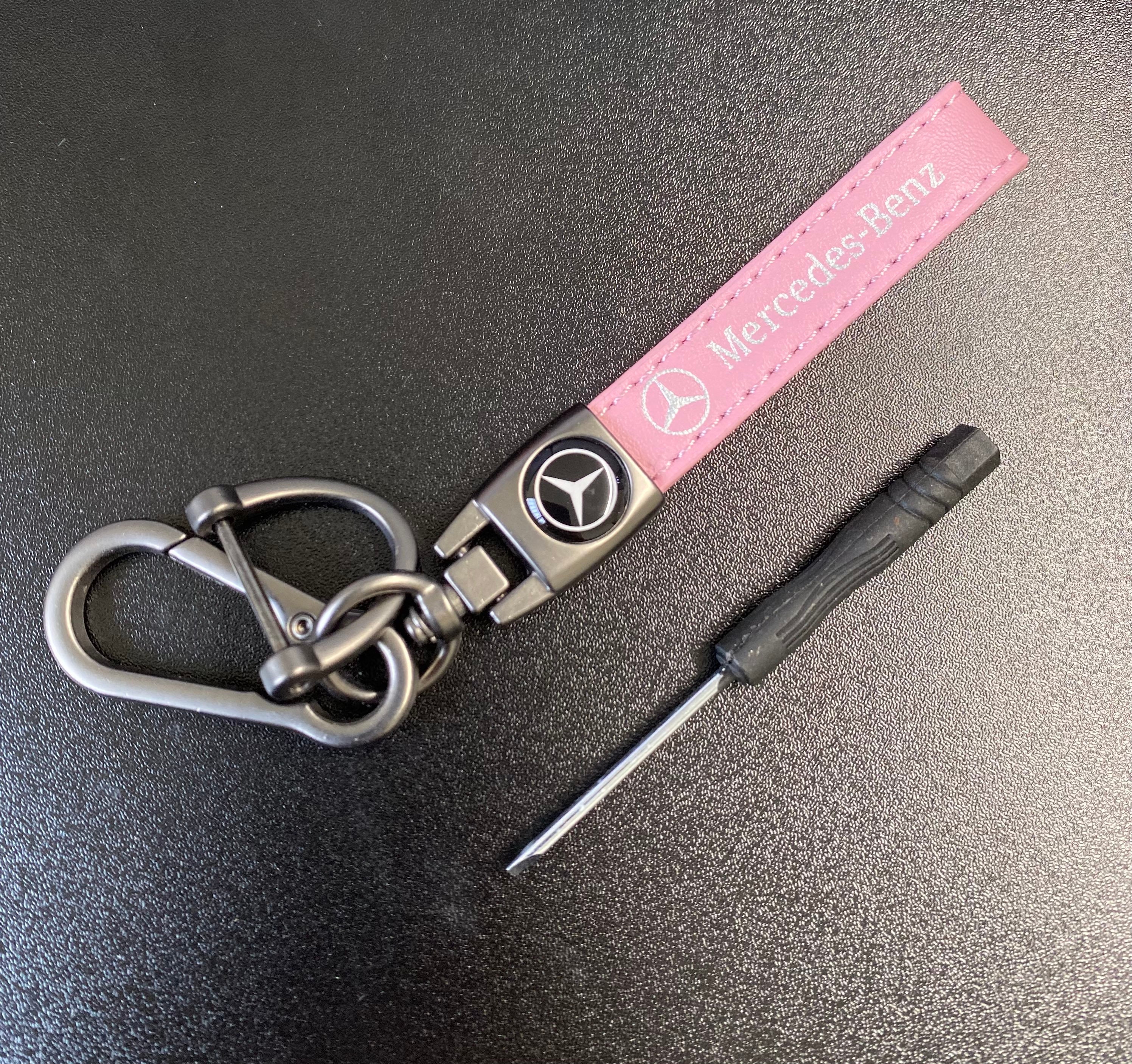 Leather Pink Key Chain Fits for Mercedes Benz A C E S Series, Glk