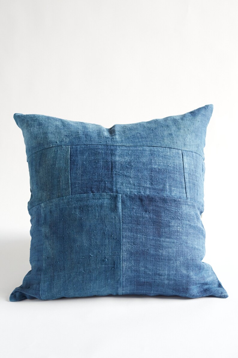 Indigo Vintage Hemp Patchwork Pillow image 1