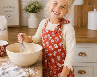 Kids Floral Block Print Apron