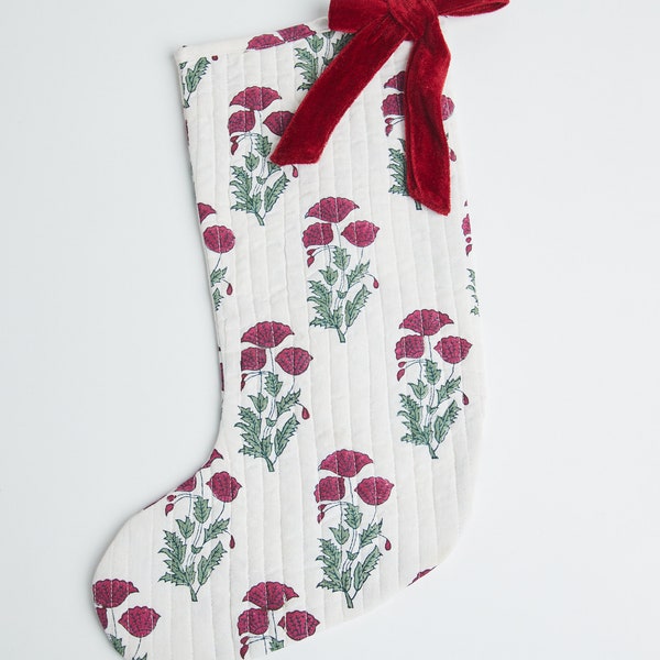 Cranberry Blossom Quilted Stocking