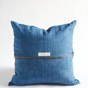 Indigo Vintage Hemp Patchwork Pillow image 2