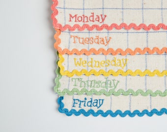 Handwoven Days Of The Week Lunchbox Napkins