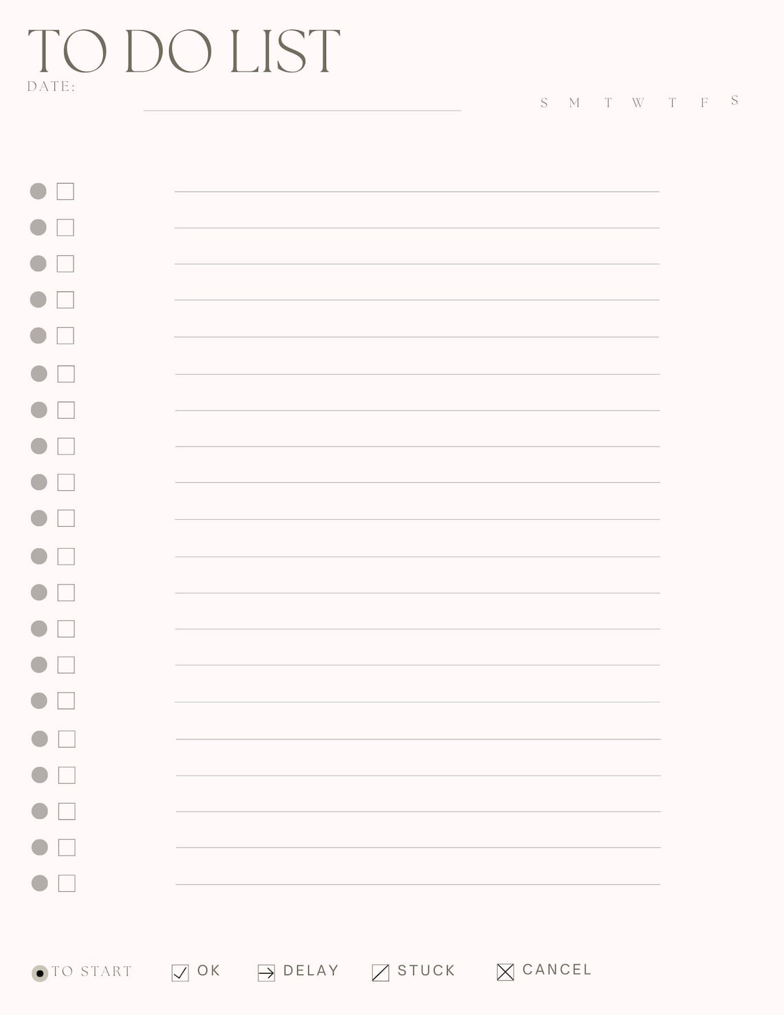 Minimal to Do List Printable, Simple Tasks List Template, Productivity ...