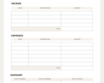 Monthly Budget Planner Printable & Fillable PDF, Budget Tracker Template, Finance Overview, Instant Download