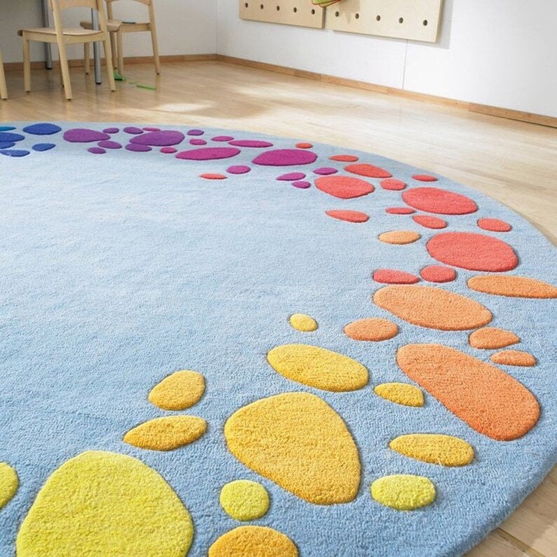 10x10 Colorful Stone Rug Hand Tufted Rugs, Rug for Bedroom, Living ...