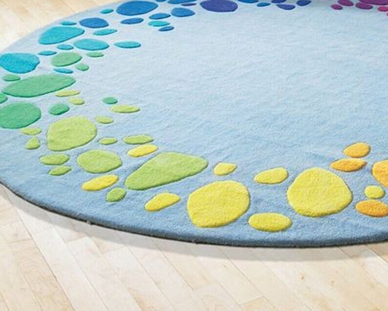 10x10 Neon Rug 10x10 Colorful Stone Rug Hand Tufted Rugs, Rug for Bedroom, Living ...