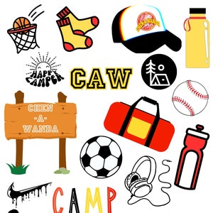 Adesivos para acampamento - Personalizados para QUALQUER acampamento! Adesivos personalizados de vinil e à prova d'água para acampamento