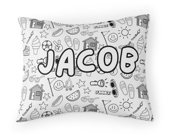 Coloring Personalized Pillow Case | Sleepover Pillowcase | Camp Theme Party Favor