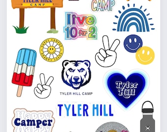 Custom Camp Sticker Bogen: Wasserfester Vinyl-Aufkleber
