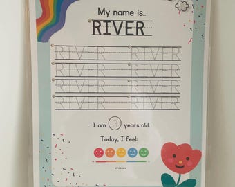 Personalized Name Tracing Board: Laminated Handwriting Practice Mat Dry Erase