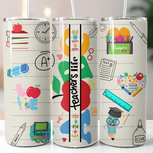 Teacher&#39;s Life 20 Oz. Tumbler Wrap: Sublimation Design (PNG, PDF)