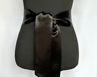 Satin Sash Belt Black Dress Belt Wrap Black Sash - Etsy display picture 3