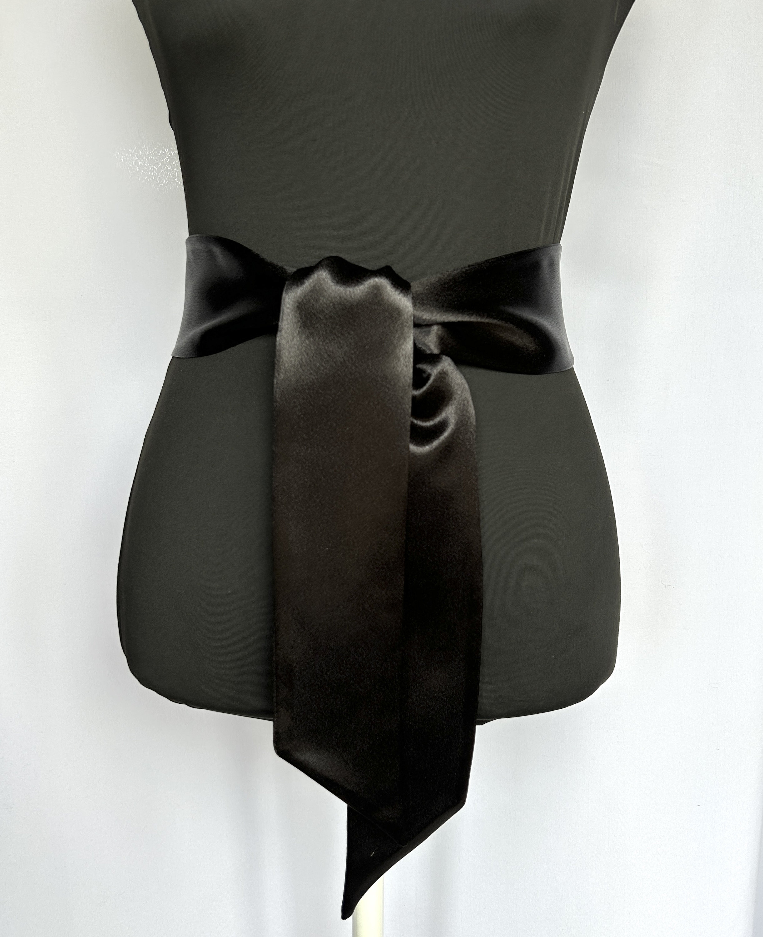 black satin tie belt
