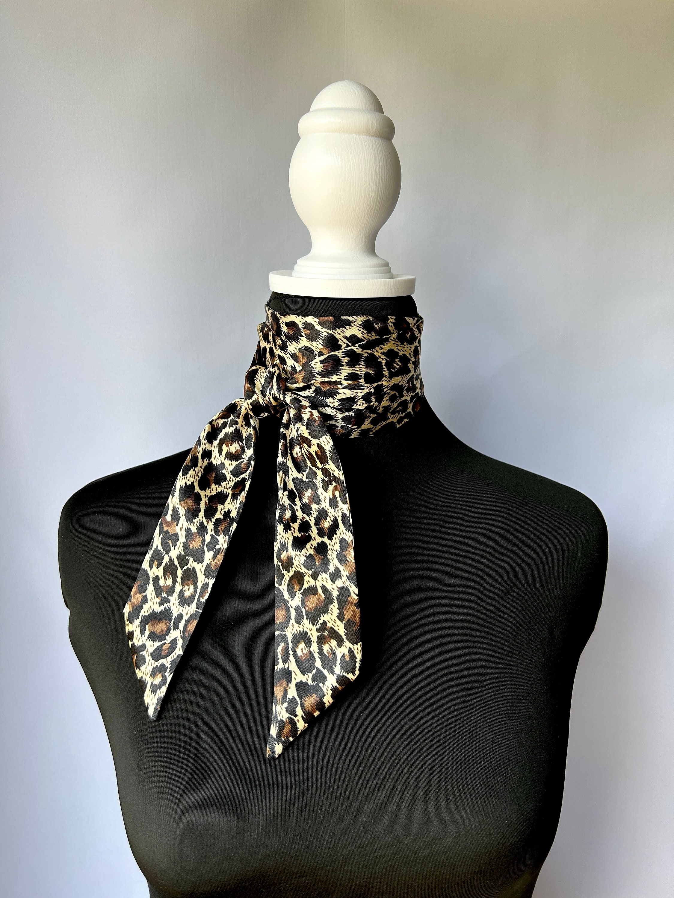 Satin Sash Scarf Leopard Cheetah Animal Print Hat Scarf Belt 