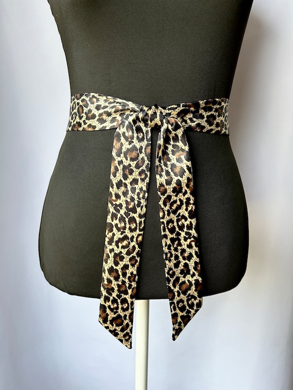 Cheetah Silk Scarf Wrap Adjustable Belt Vintage Leopard Print Waist Belt Silk Scarf – Bliss on Brannon main image 2