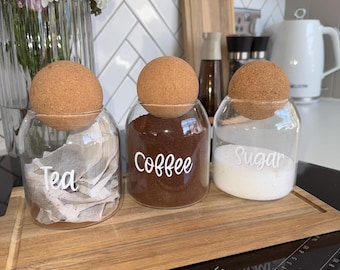 White Tea, Coffee, Sugar canister pot sticker labels