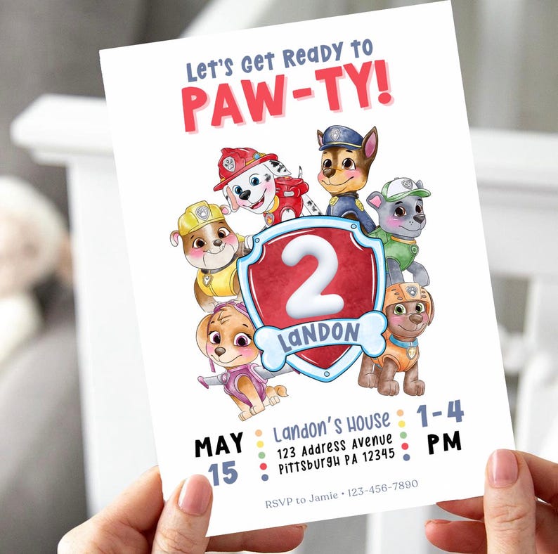 EDITABLE Kids Birthday Invitation Paw Patrol Toddler Birthday Party