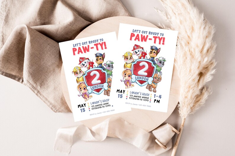 EDITABLE Kids Birthday Invitation Paw Patrol Toddler Birthday Party