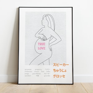 Schwangere Frau Poster - Schwangerschaft - Liebe - Mama - druckbares Poster - digitales Poster - Schwangerschaftskunst