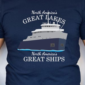 Great Lakes Great Ships Tee Shirt, Laker Ship Design, Great Lakes Shirt, Laker Ship, Great Lakes Ship, Nautical Gift, Boaters Gift