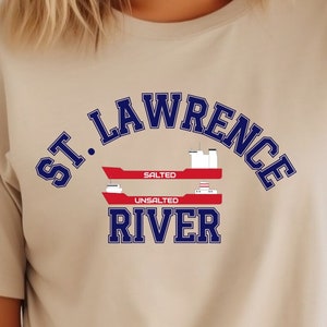 St Lawrence River Salted and Unsalted Ships Tee Shirt, Great Lakes Ship Lovers, St Lawrence Tee Shirt, Unsalted and Salted Ships Design