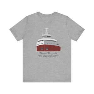 Front AND Back Ship Design Edmund Fitzgerald Great Lakes Ship Legend, Each Printed Front and Back, Tee Shirt Gift, Laker Ship Design