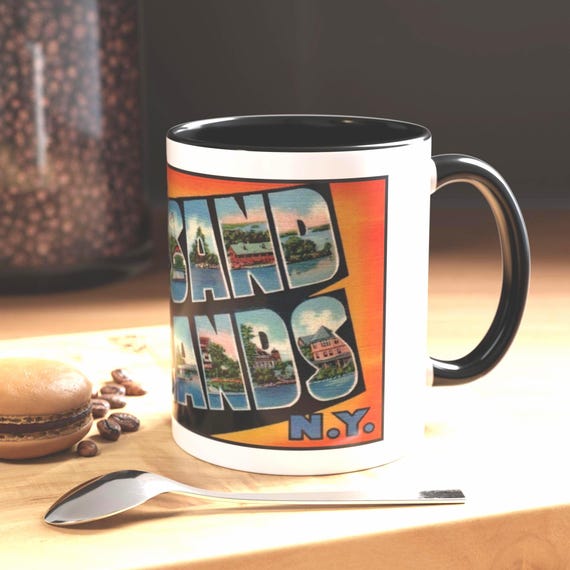 Antique Thousand Islands Retro Design 1940s Coffee Mug Vintage Postcard  Gift, 1000 Islands, Alexandria Bay, St Lawrence River